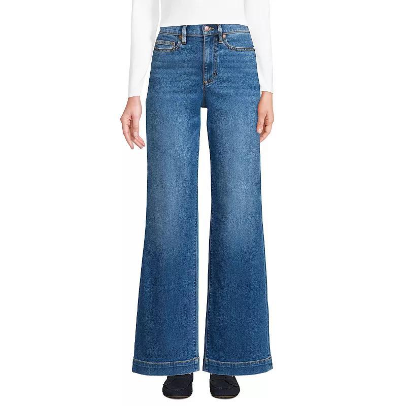 Womens Lands End High-Rise Wide Leg Jeans Product Image