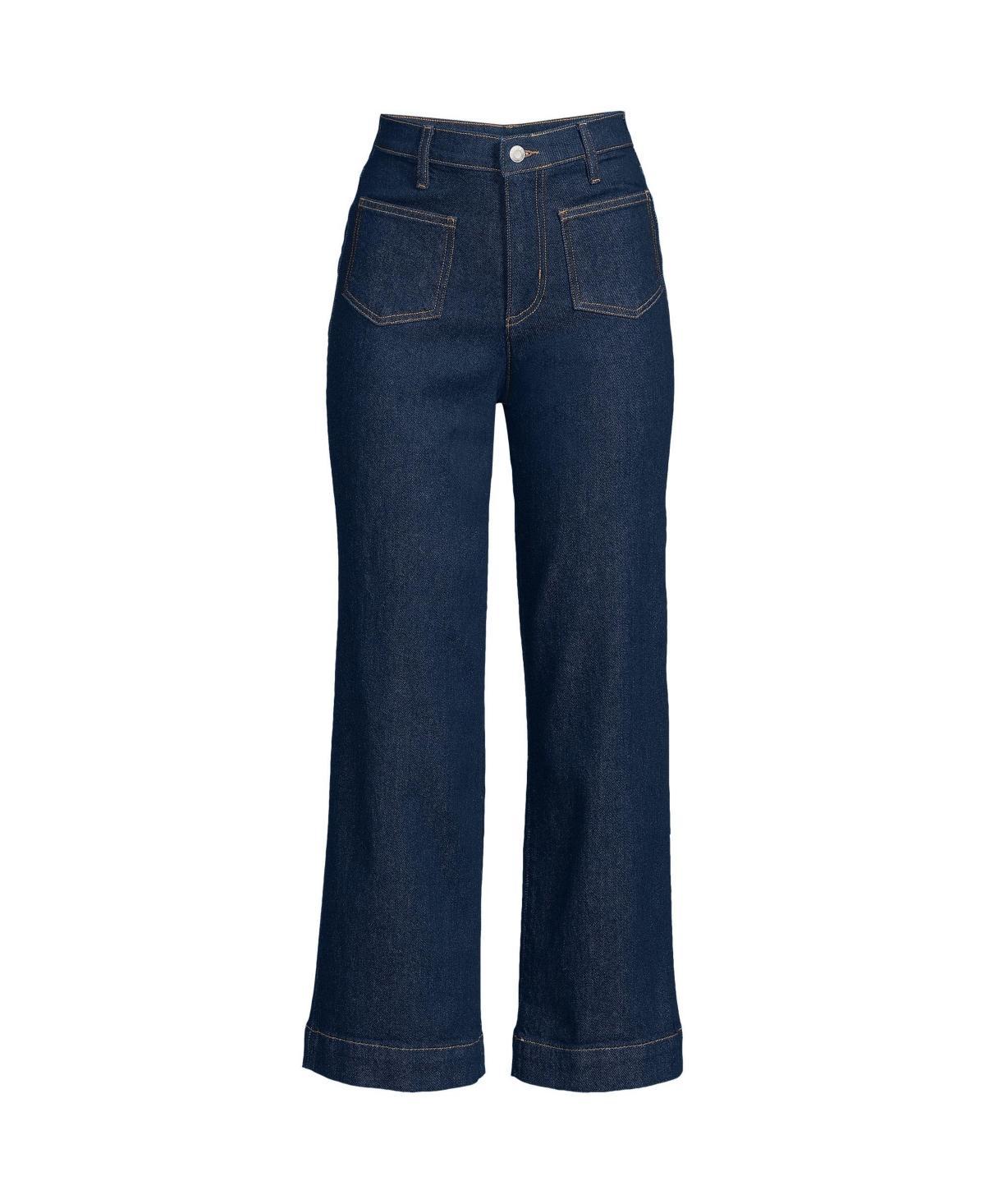 Lands End Womens Denim High Rise Patch Pocket Crop Jeans product image