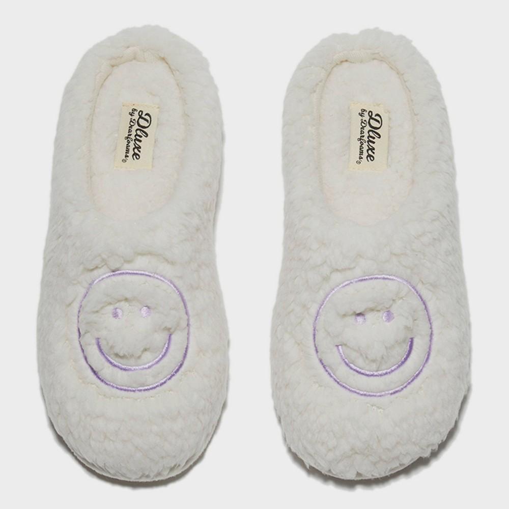 dluxe by dearfoams Womens Happy Face Slide Slippers - Ivory XL Product Image