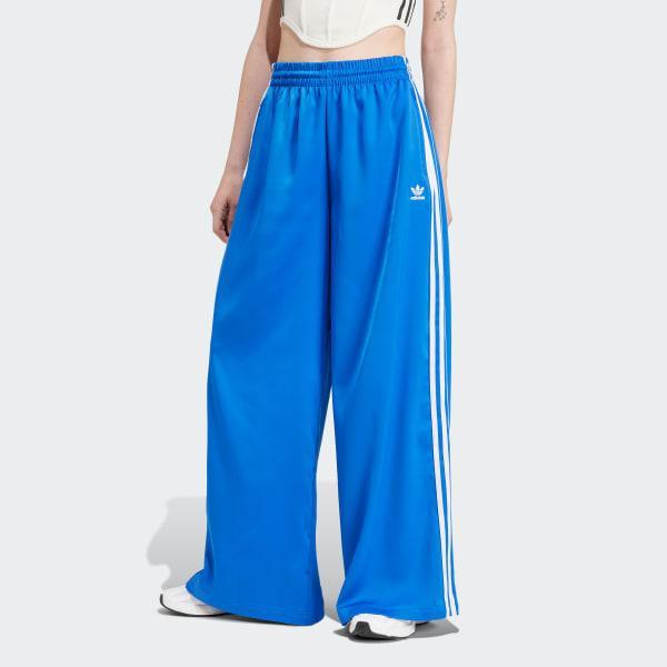 adidas Adicolor Satin Wide Leg Track Pants Collegiate Green 2 Womens Product Image