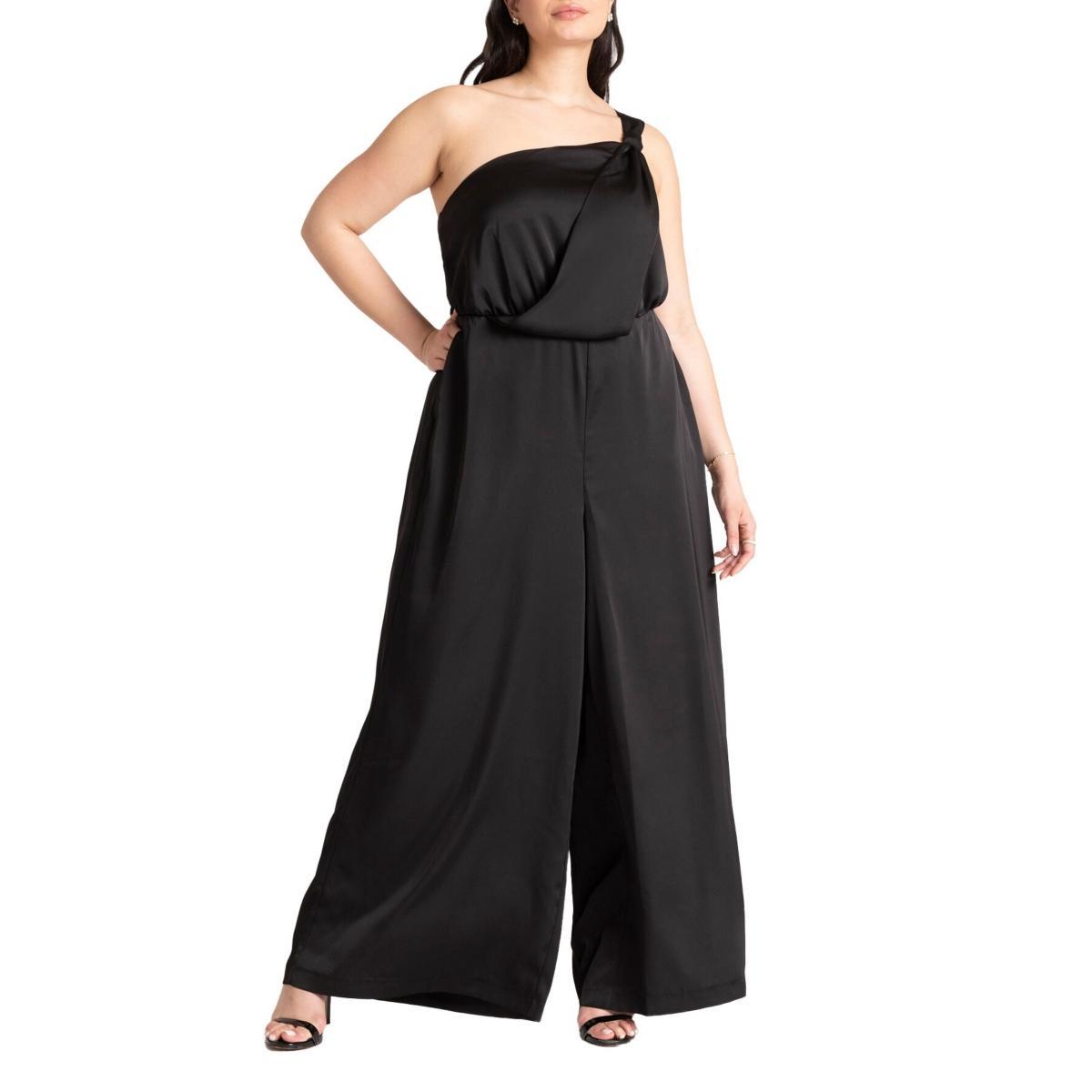 Eloquii Womens Tie Detail Satin Jumpsuit Product Image