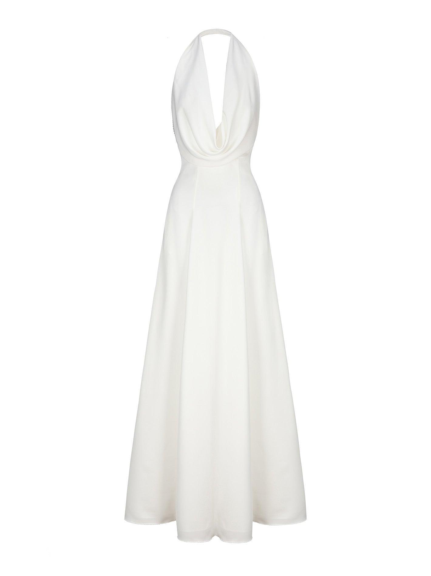 Aniya Satin Dress (White) Product Image