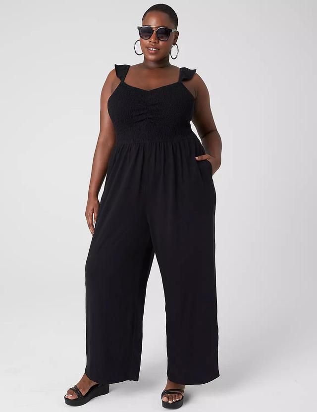 Sweetheart-Neck Smocked-Bodice Jumpsuit Product Image