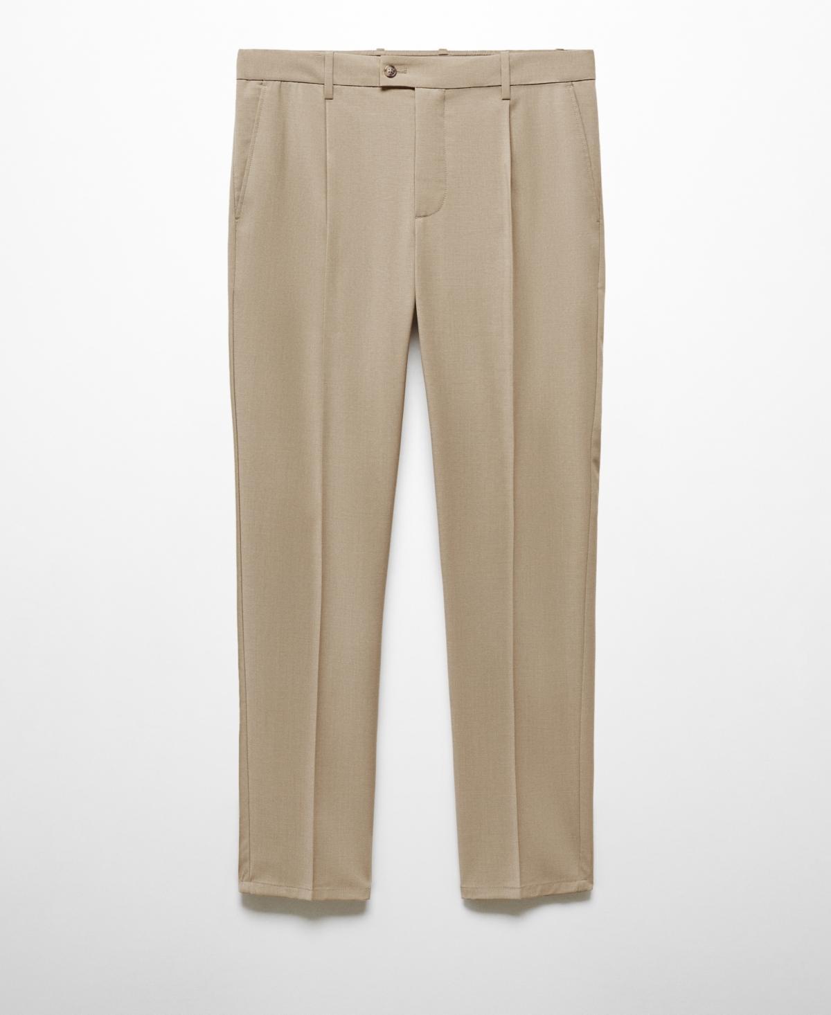 MANGO MAN - Pleat detail wool pants beigeMen Product Image