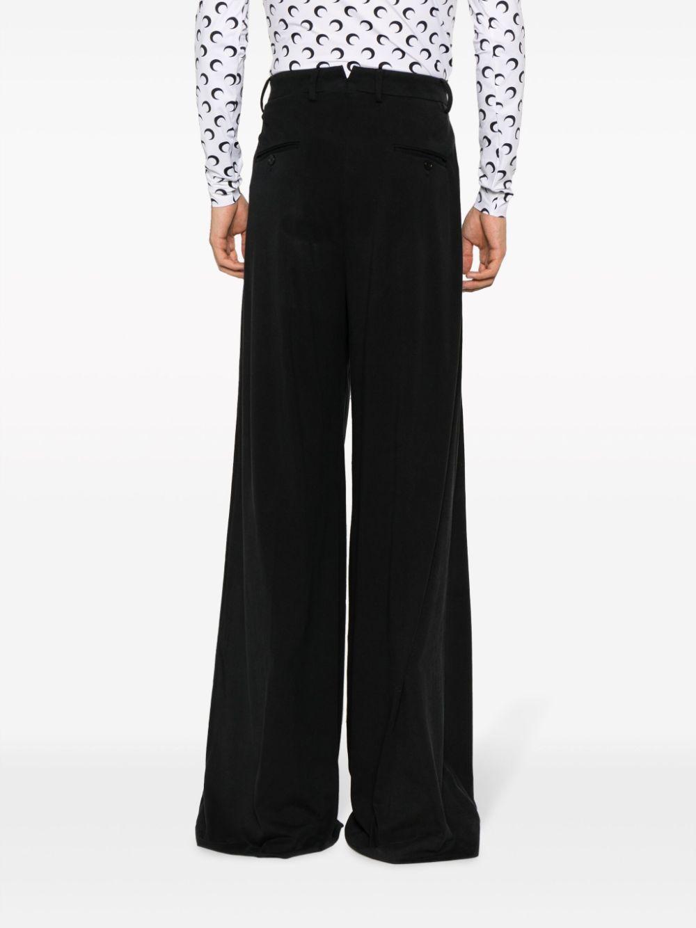 Wide-leg Cotton Trousers In Black Product Image