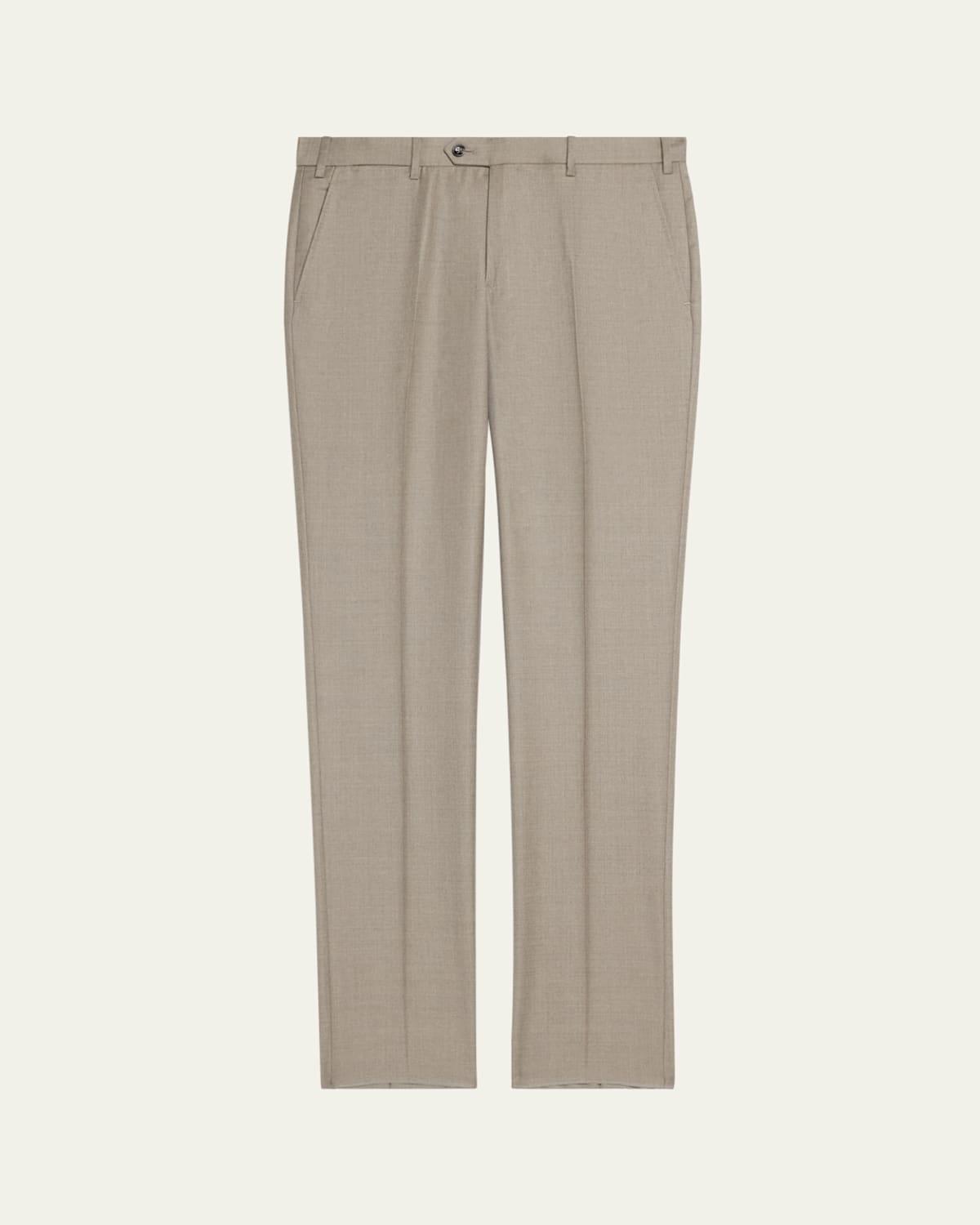 Mens Flat-Front Wool Trousers Product Image