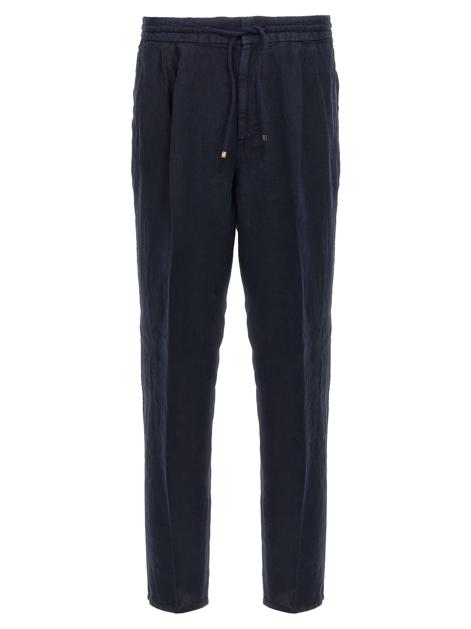 BRUNELLO CUCINELLI Linen Trousers In Blue Product Image