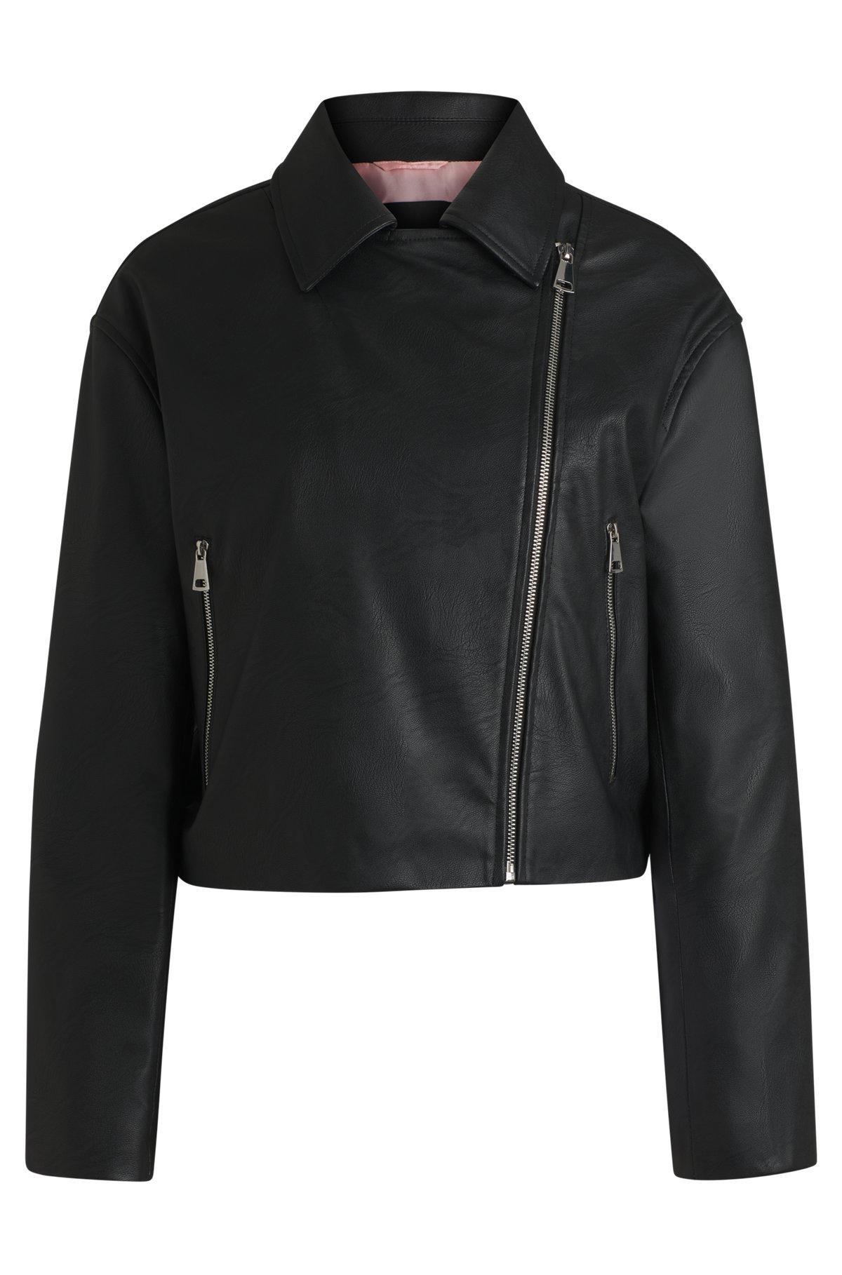 Faux-leather biker-style jacket with signature trims Product Image