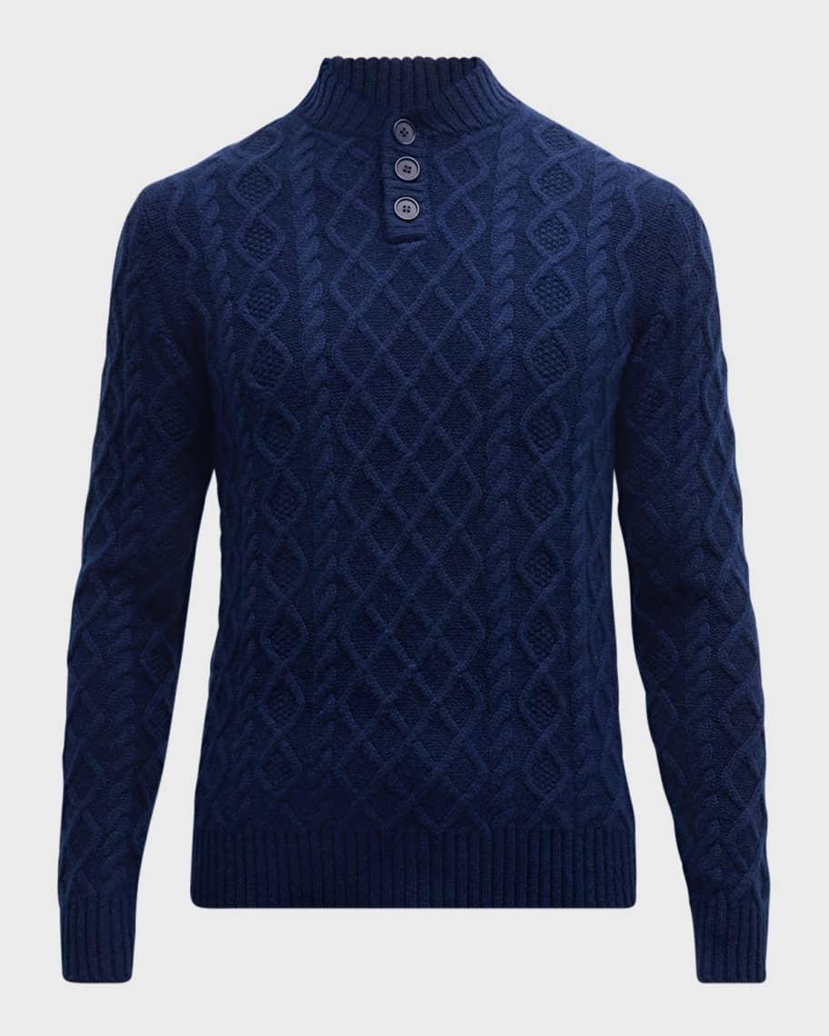 Men's Cabled Button Pullover Sweater Product Image