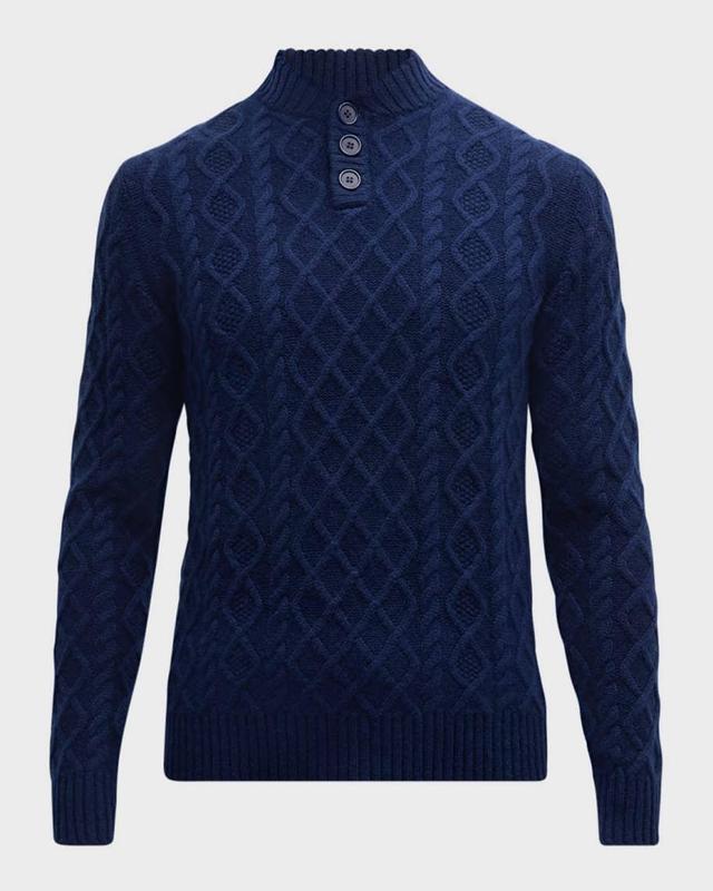 Men's Cabled Button Pullover Sweater Product Image