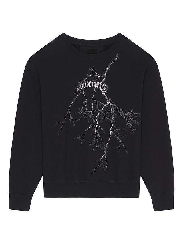 Mens Boxy Fit Sweatshirt In Fleece With Reflective Artwork Product Image