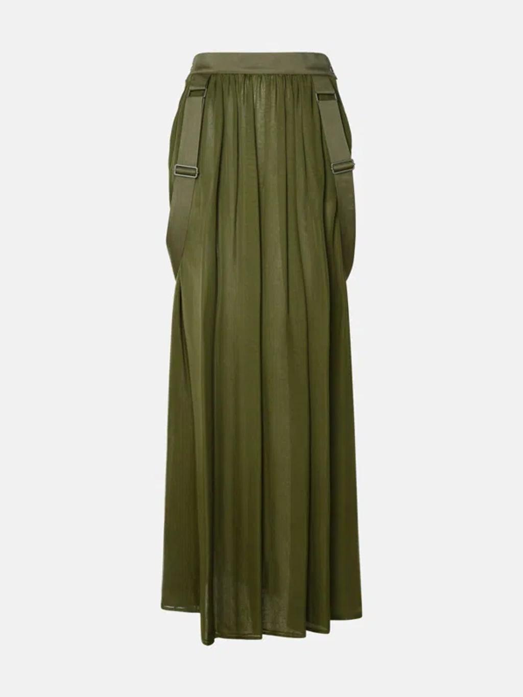 Jedy Khaki Green Silk Skirt Product Image