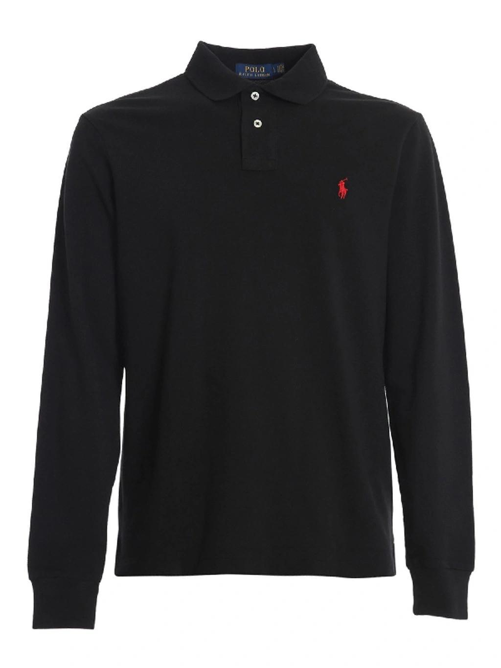 Classic Fit Mesh Long-sleeve Polo Shirt In Polo Black/c3870 Product Image