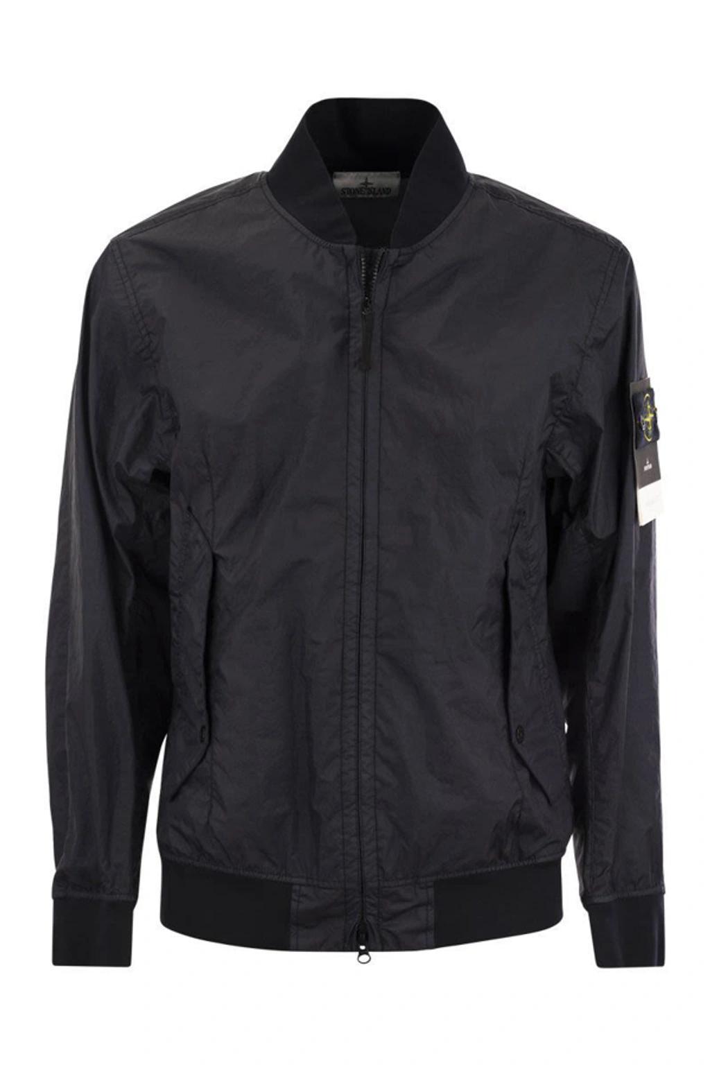 Zip Up Bomber Jacket In Black Product Image