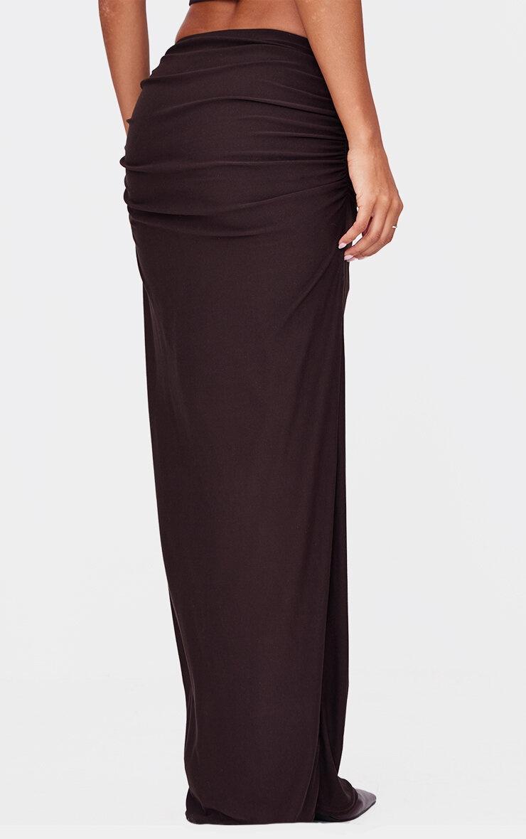 Dark Brown Soft Touch Mid Rise Maxi Skirt Product Image