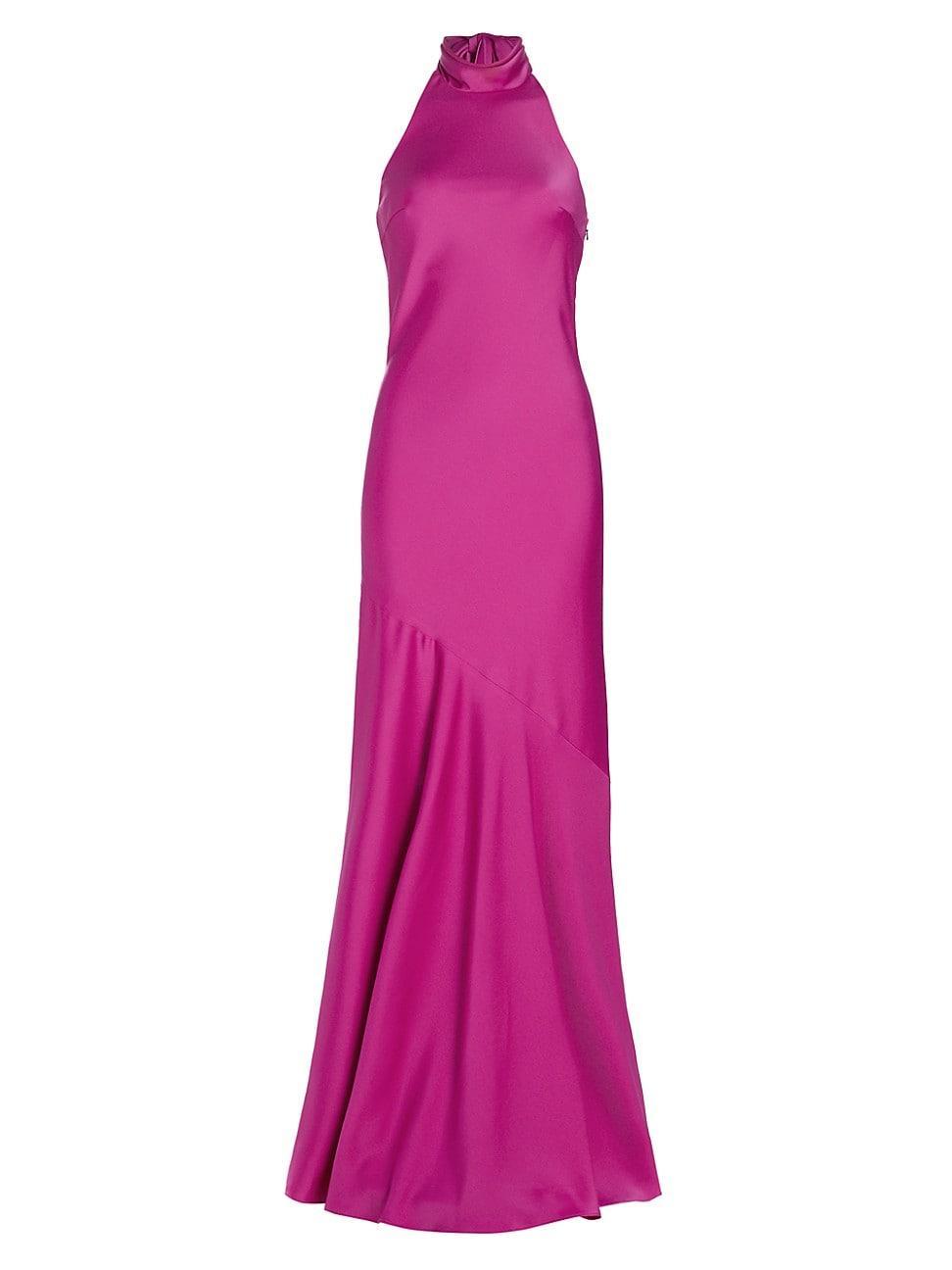 Womens Caroline Satin Halter Gown Product Image