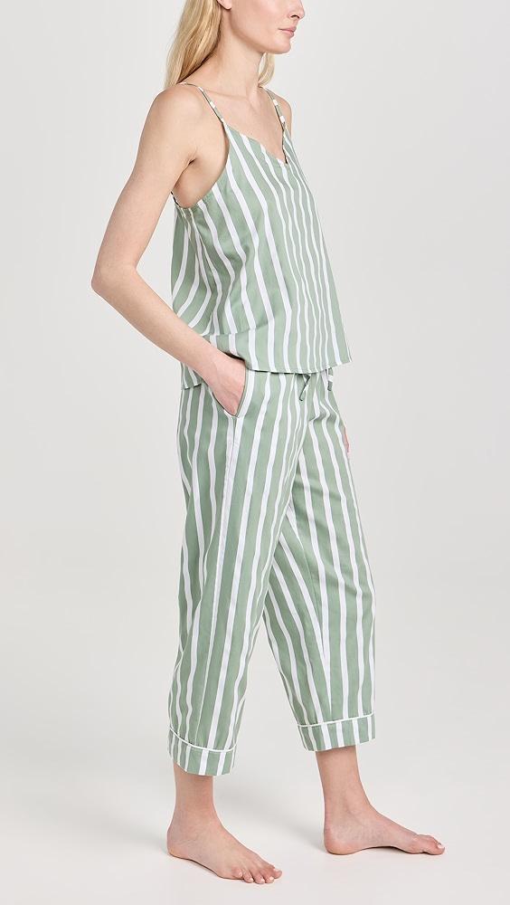 BedHead PJs North Shore Stripe Tank Woven Cotton Sateen Cropped PJ Set | Shopbop Product Image