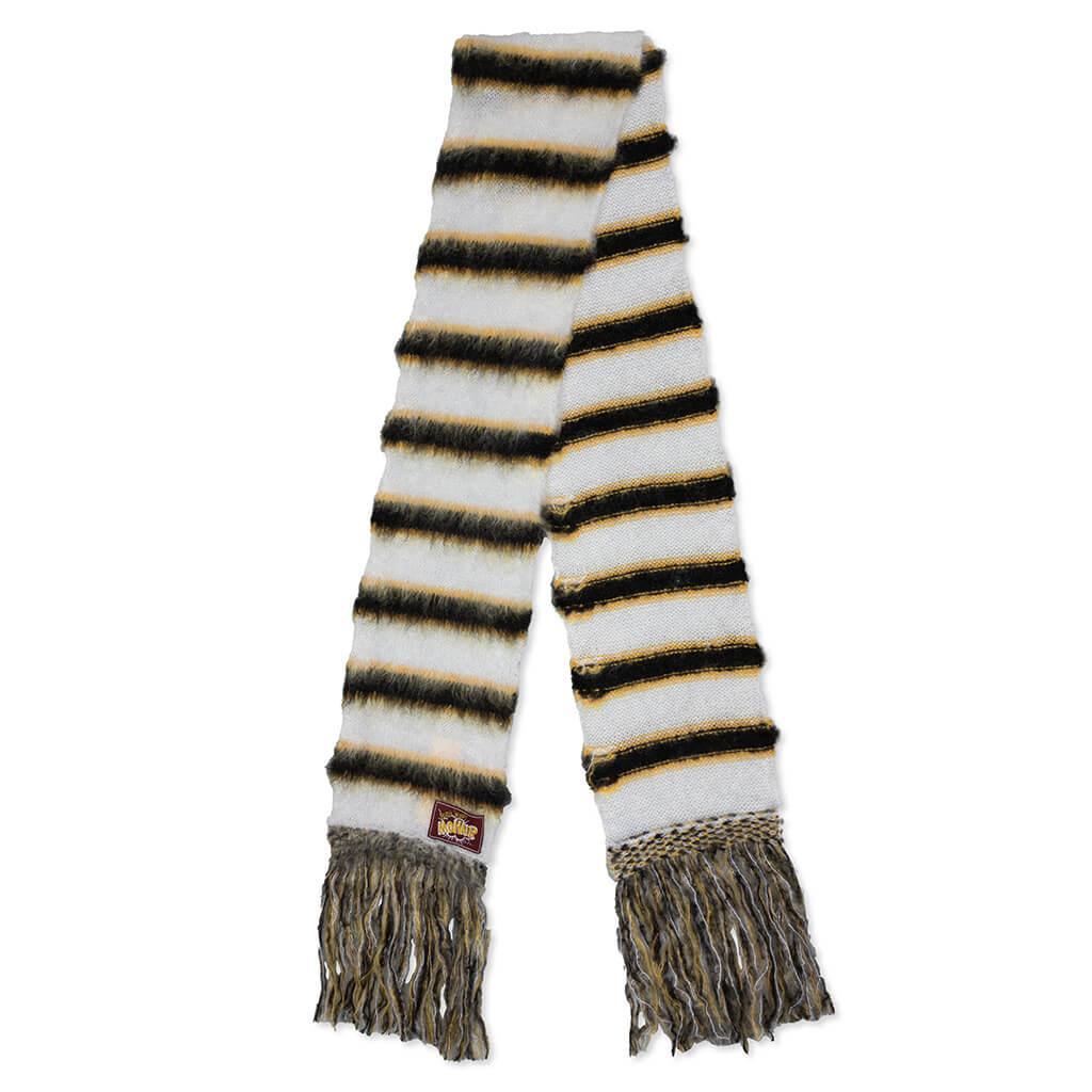 Multicolour Striped Mohair and Wool Scarf - Lily/White Male Product Image