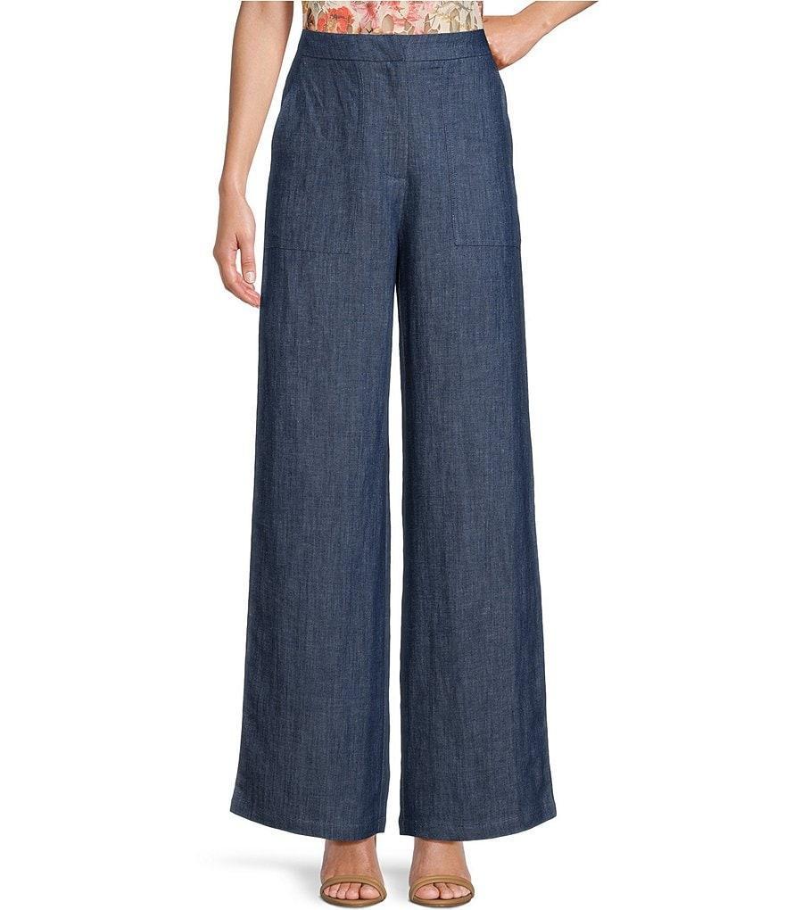 Lucy Paris Elly Denim Linen Blend Wide Leg Pants Product Image