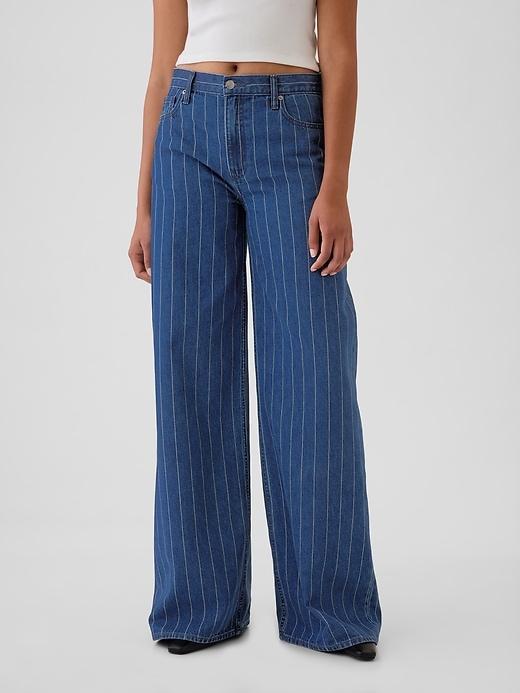 Mid Rise Pinstripe Baggy Jeans product image