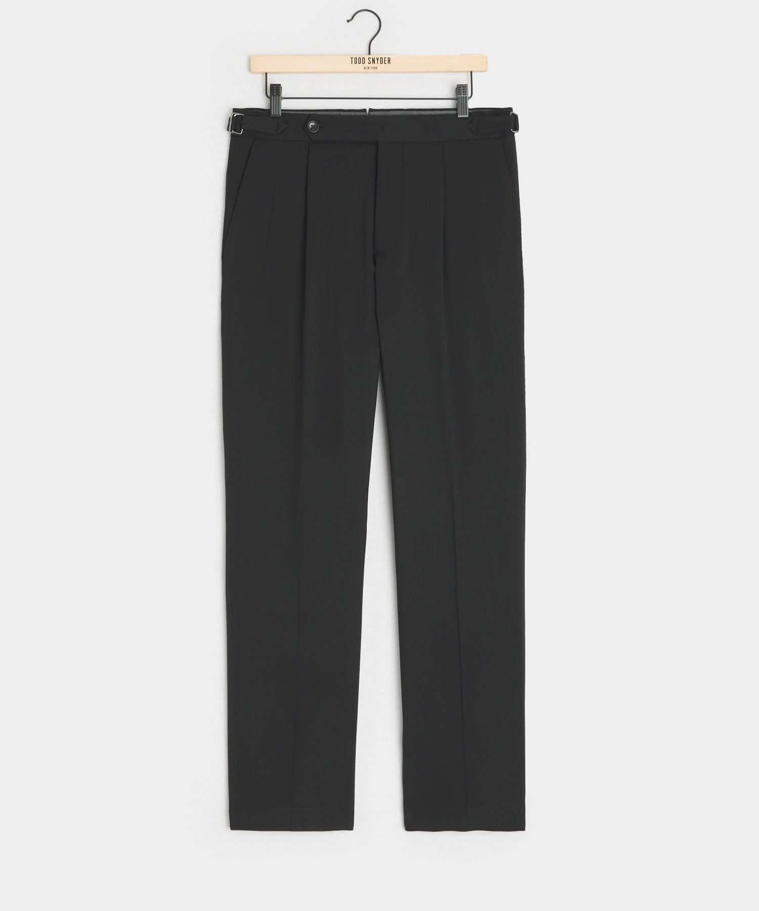 Italian Gabardine Side Tab Trouser in Black Product Image