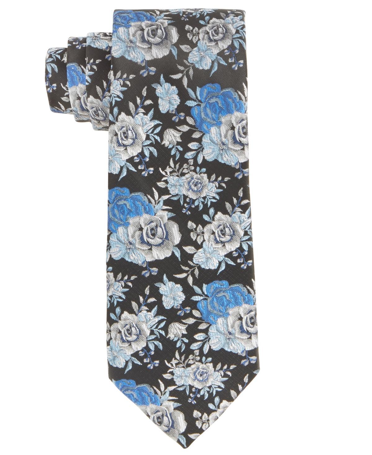 Tayion Collection Mens Royal Blue & White Floral Tie Product Image