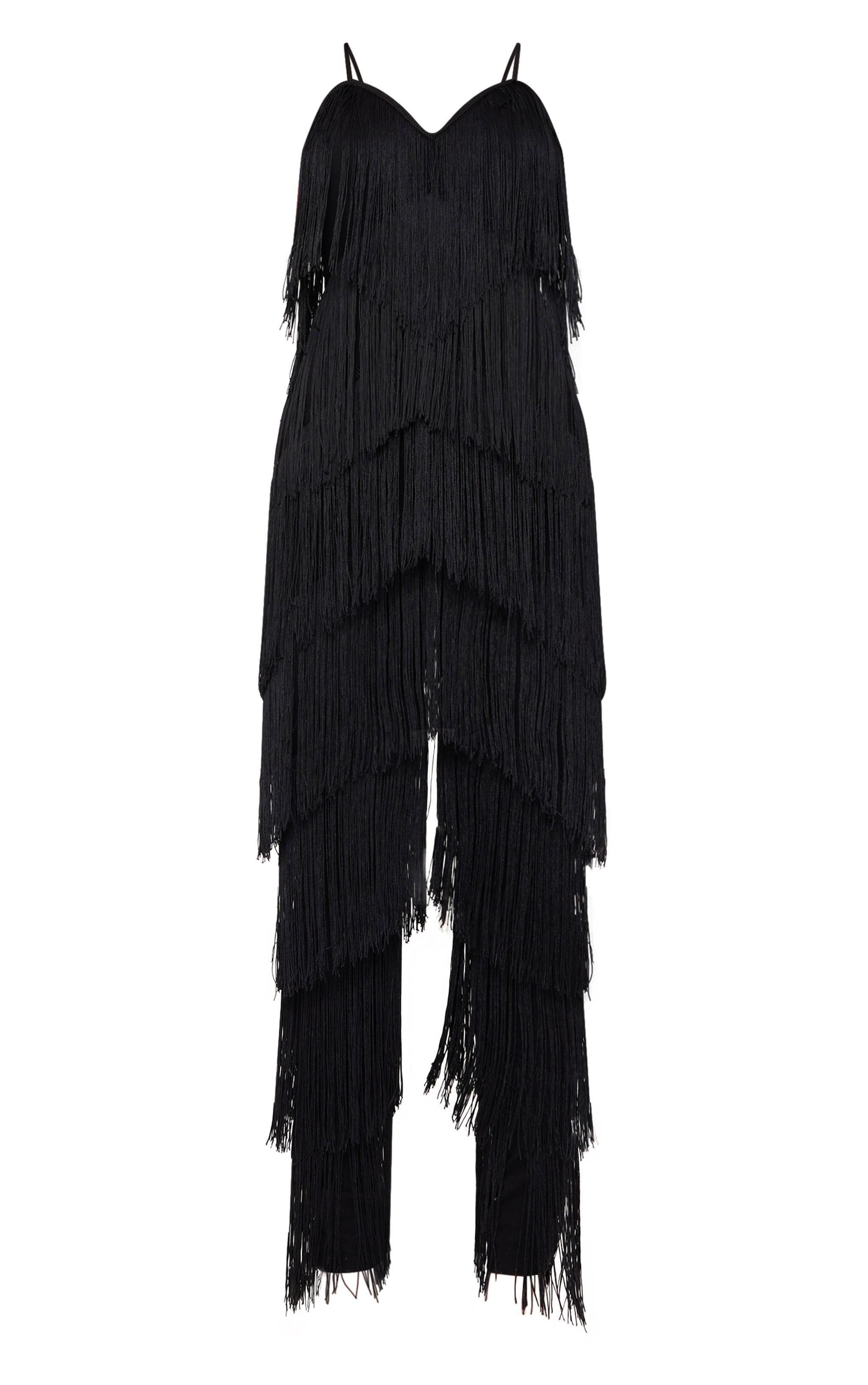 Black Tassel Plunge Jumpsuit Product Image