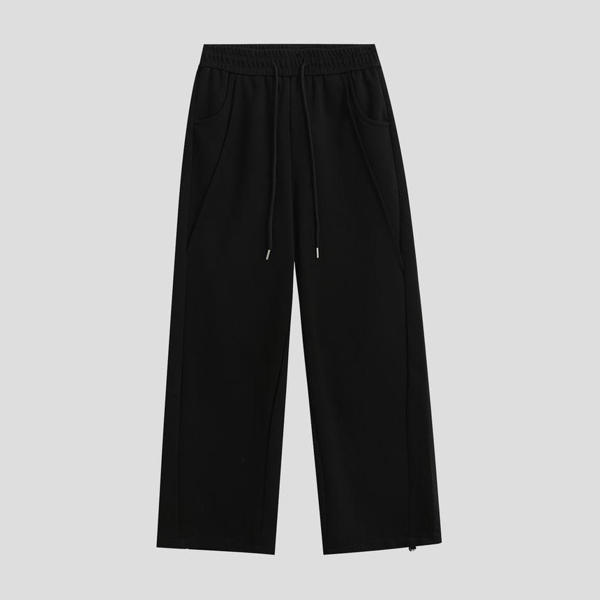 High Waist Plain Wide Leg Sweatpants Product Image