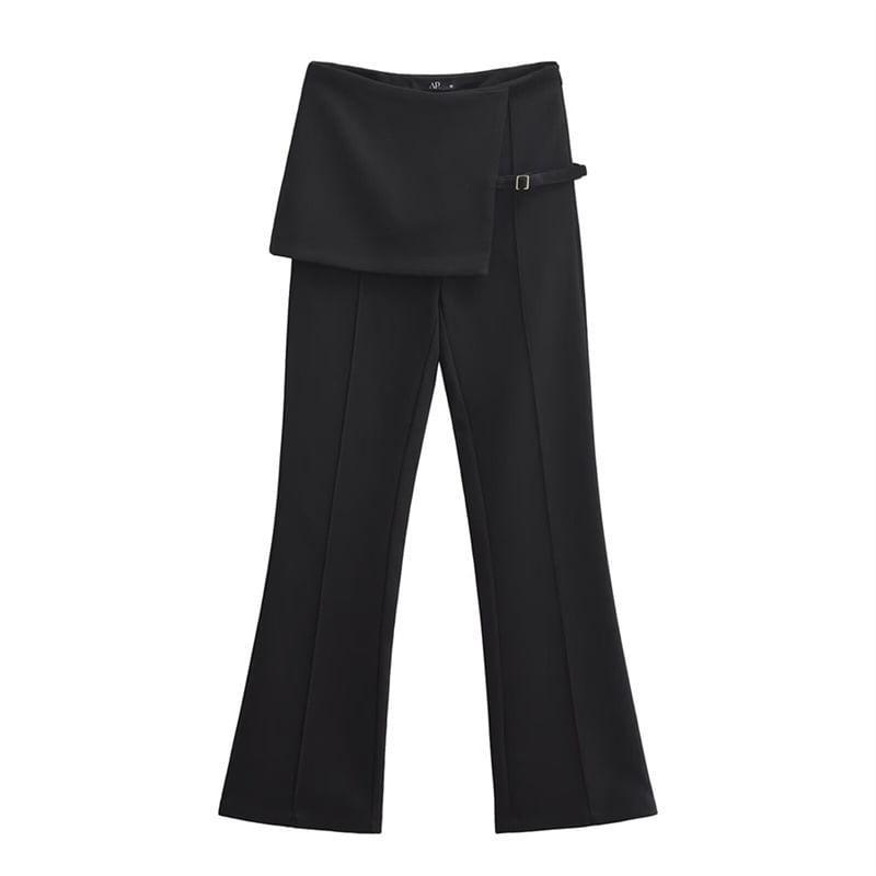 Mid Rise Plain Panel Flared Suit Pants Product Image