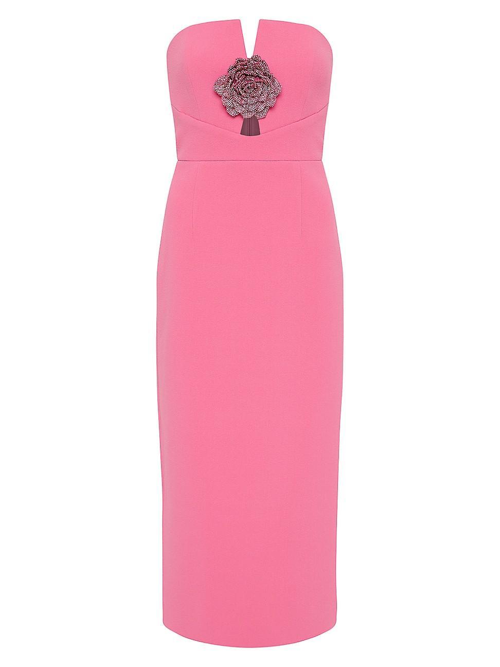 Womens Aubree Embellished Rosette Strapless Midi-Dress Product Image