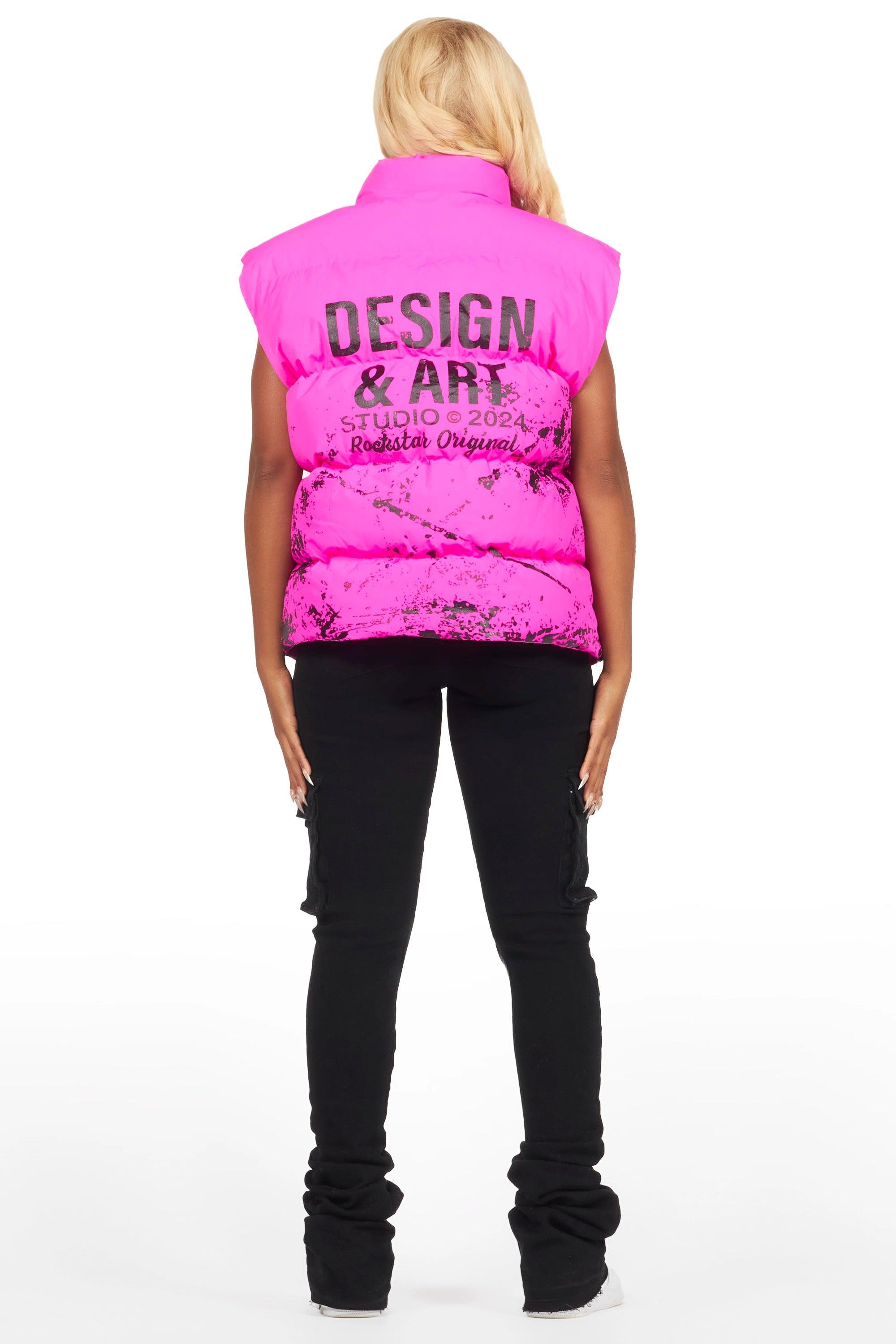 Lamanda Hot Pink Puffer Vest Female Product Image