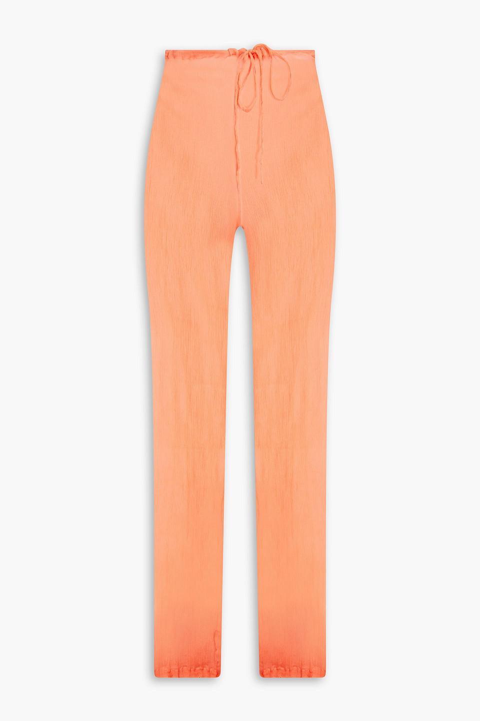 Silk-crepon Straight-leg Pants In Papaya Product Image