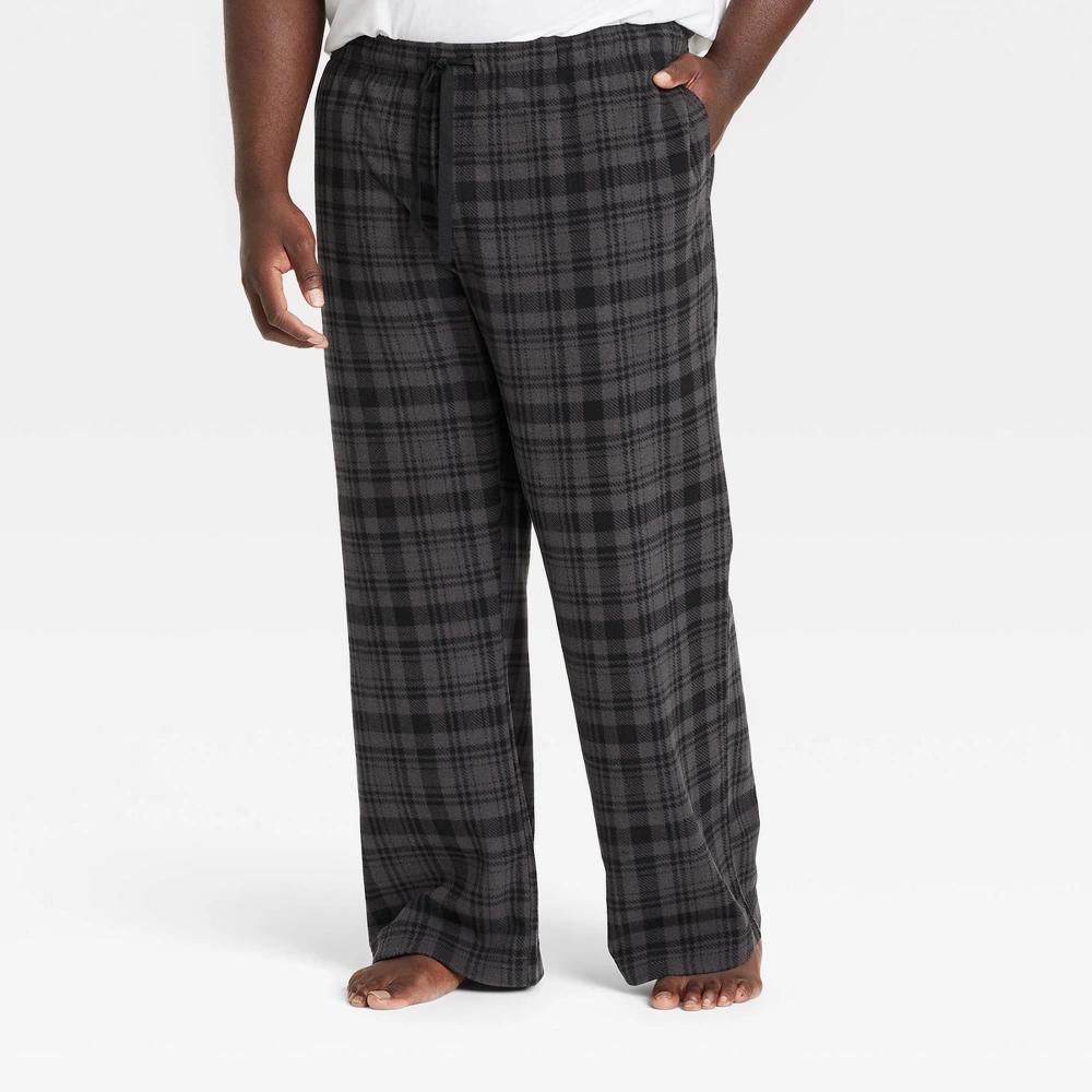 Mens Big & Tall Check Microfleece Pajama Pants - Goodfellow & Co Gray 3XL Product Image