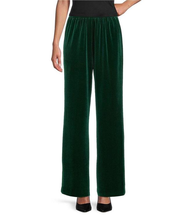 Caroline Rose Stretch Velvet Knit Elasticized Waist Flare Leg Pull-On Pants Product Image