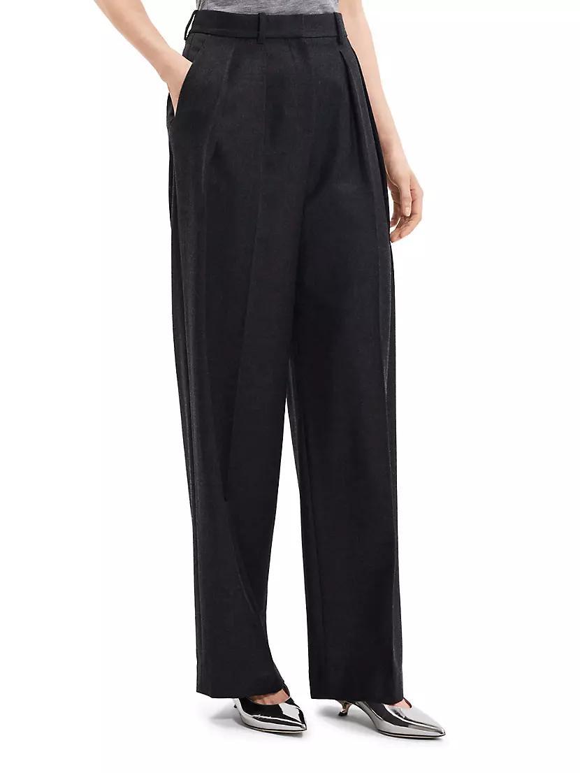 Womens Pleated Wool High-Rise Straight-Leg Pants Product Image