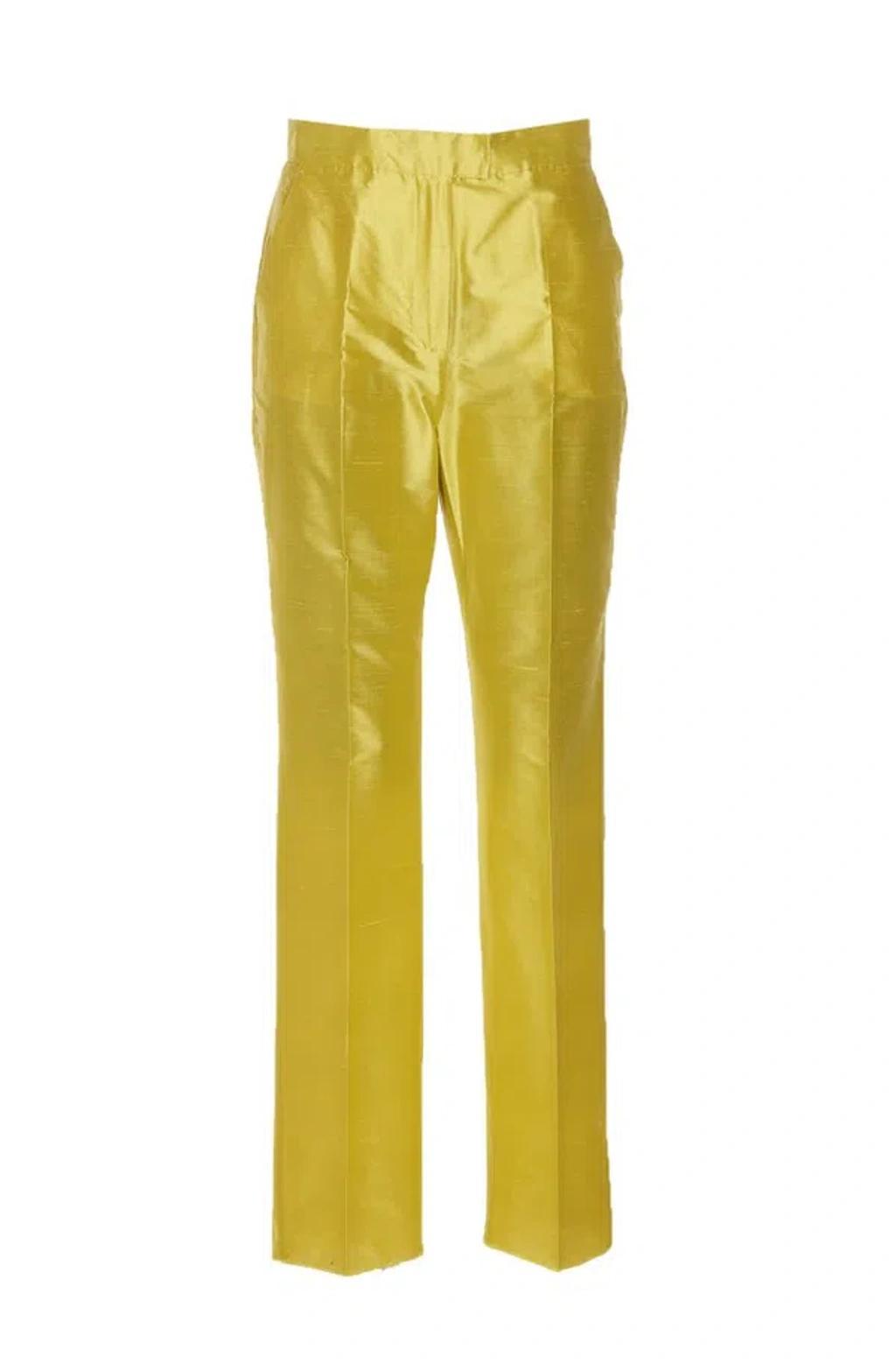 Studio High Waisted Straight Leg Trousers In Yellow Product Image