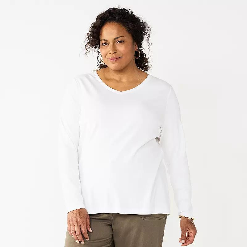 Plus Size Croft & Barrow Essential V-Neck Top, Womens Product Image