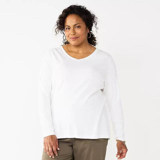 Plus Size Croft & Barrow Essential V-Neck Top, Womens Product Image