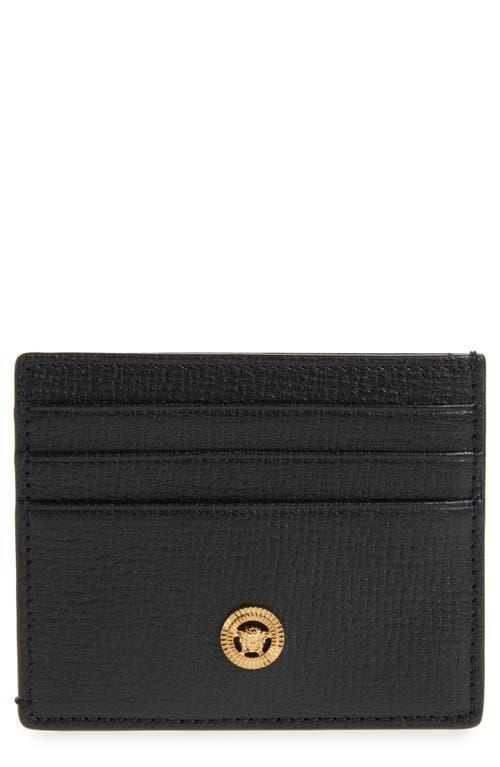 VERSACE Medusa Grained Leather Card Case In Purple Product Image