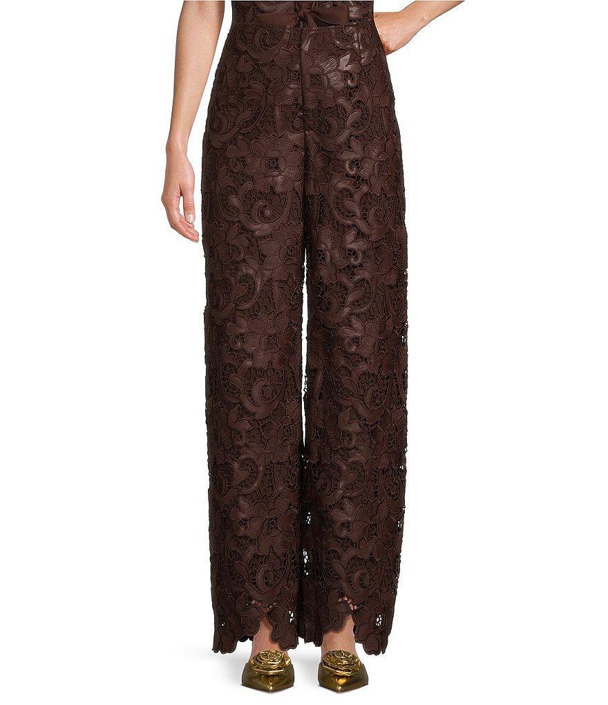 Antonio Melani x Jennifer Sumko Sara Laser Cut Lace High Rise Flat Front Full Length Coordinating Pants Product Image