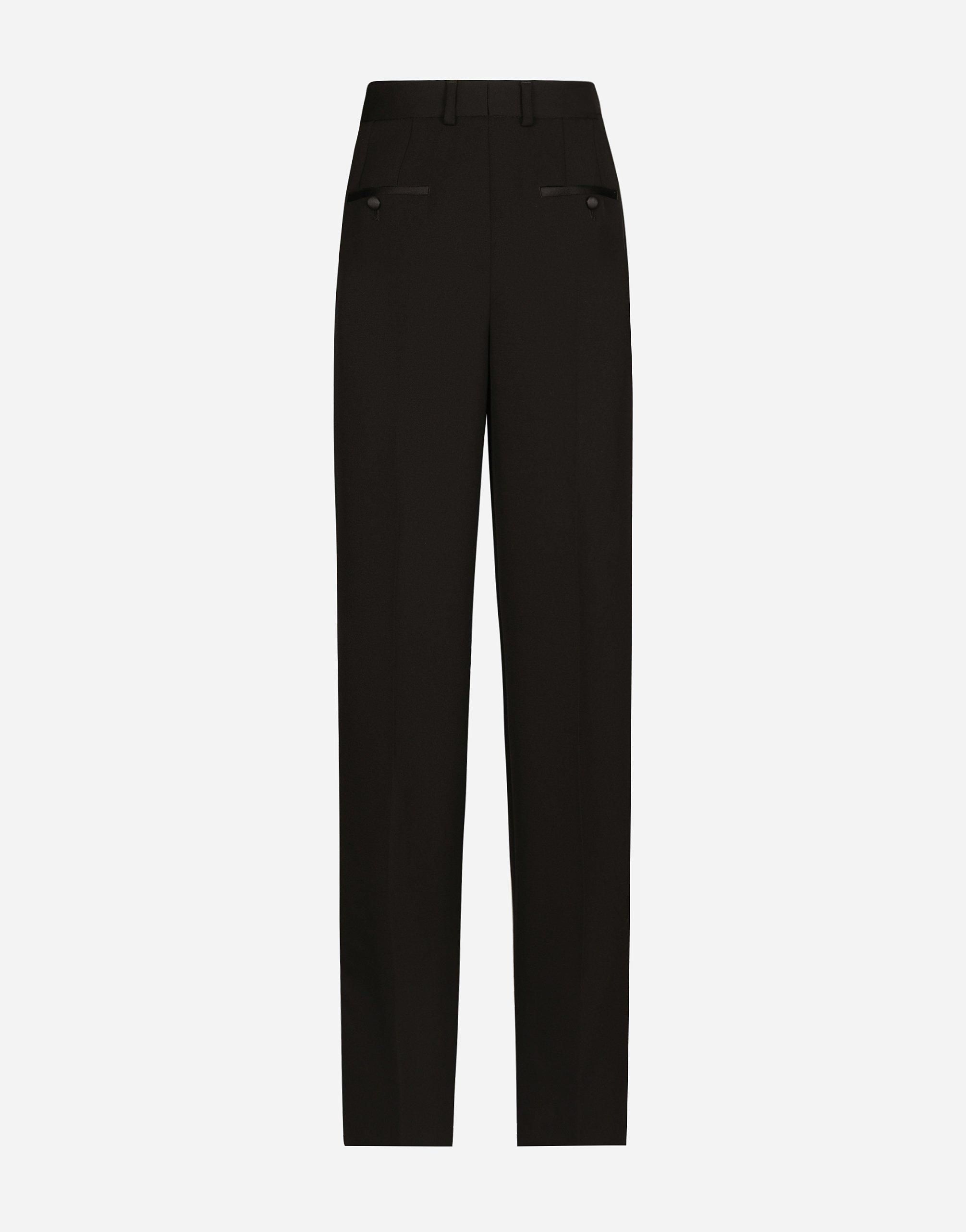 Wool Gabardine Tuxedo Pants In Black Product Image