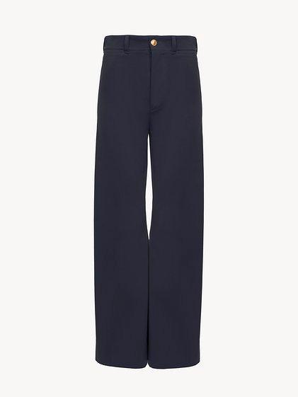 Cropped flared pants in cotton gabardine Product Image