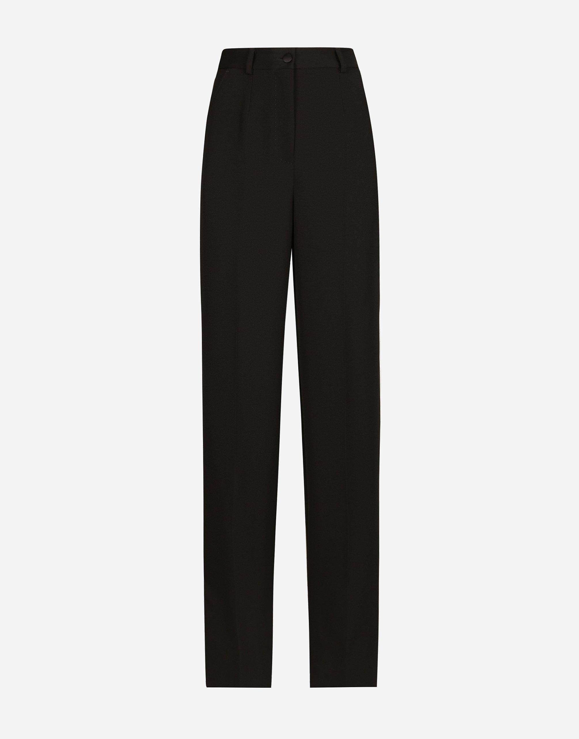 Wool Gabardine Tuxedo Pants In Black Product Image