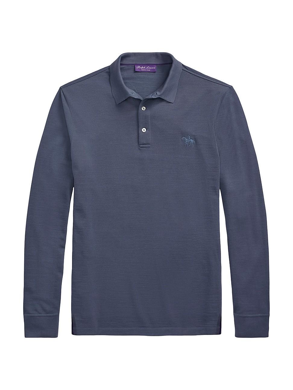 Mens Piqu Wool Long-Sleeve Polo Shirt Product Image