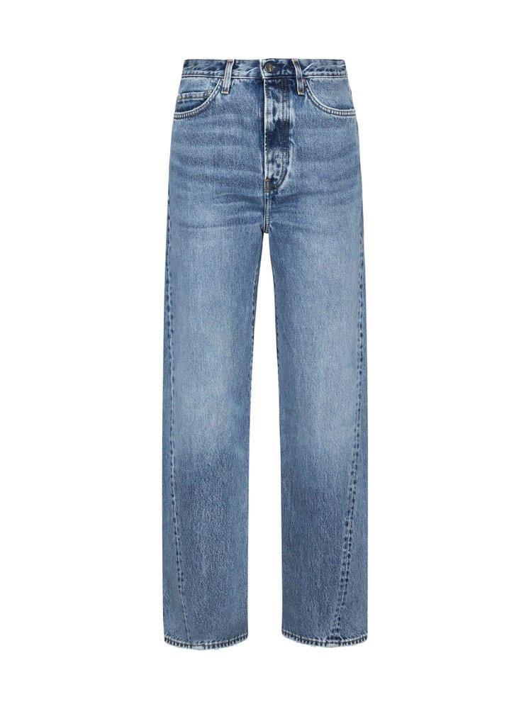 Logo Patch Straight Leg Jeans In Blue Product Image