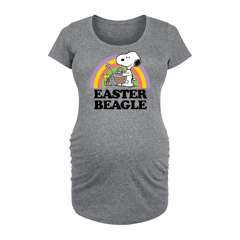 Maternity Peanuts Snoopy & Woodstock Easter Graphic Tee, Womens Grey Gray Product Image