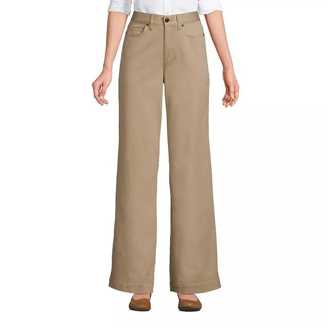 Petite Lands End High-Rise Wide Leg Knockabout Chino Pants, Womens Product Image