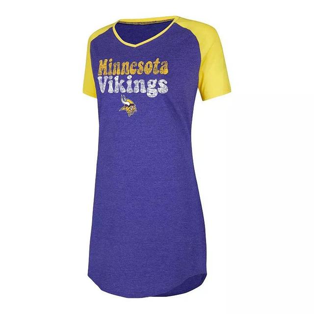 Womens Concepts Sport /Gold Minnesota Vikings Raglan V-Neck Nightshirt Product Image