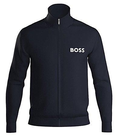 Boss Ease Cotton Logo Print Full Zip Jacket Regular Fit Product Image