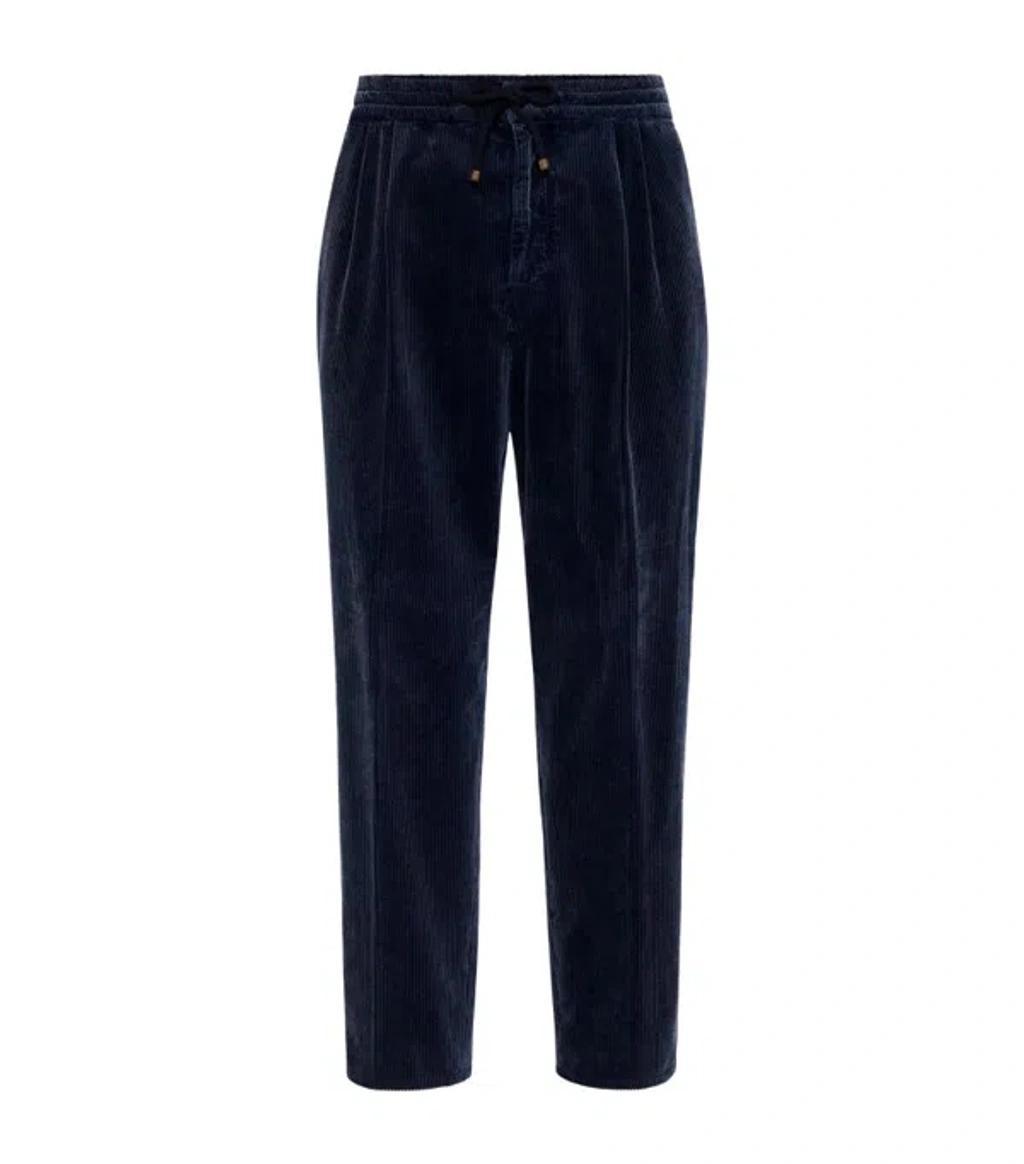 BRUNELLO CUCINELLI Drawstring Corduroy Trousers In Blue Product Image